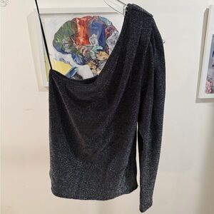 Ramy Brook Shimmering Black Off-the-Shoulder Sweater